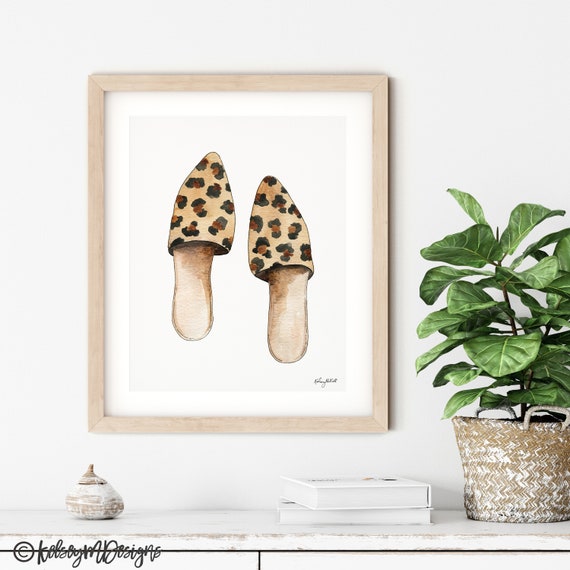 Leopard Shoe Art Print, Fashion Wall Art, Fashion Illustration, Leopard Home Decor, Leopard Print Wall Art, Watercolor Painting