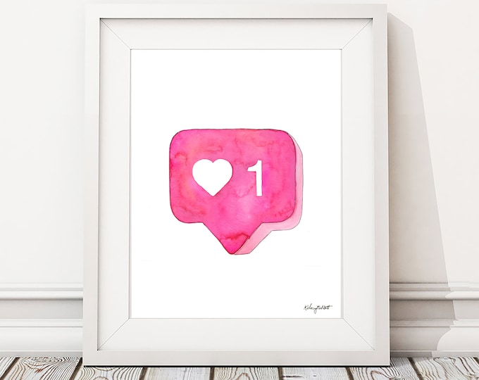 Instalike Print, Valentines Day Print, Love Wall Art, Classroom Valentine, Valentines Decor, Watercolor Valentines Sign, Instagram Like