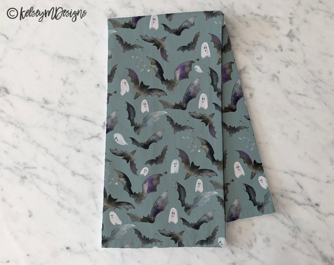 Halloween Bats Kitchen Towel, Fall Kitchen Decor, Fall Home, Dish Towel, Ghost Tea Towel, Fall Dishcloth, Halloween Kitchen Decor