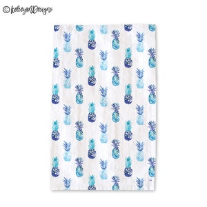 Blue Pineapple Tea Towel, Summer Kitchen Decor, Blue White Dish Towel, Summer Decor, Flour Sack Cotton Towel, Gifts for Her, Pineapple Decor image 3