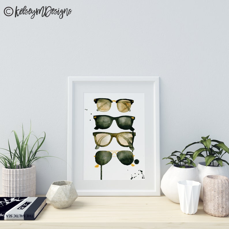 Sunglasses Print Fashion Illustration Sunglass Wall Art Etsy