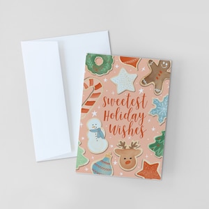 CARTÕES DE NATAL, Cartão de felicitações com os mais doces desejos de Natal, Cartão de biscoitos de Natal, Feliz Natal, Cartão de Natal, Cartão de Natal em aquarela