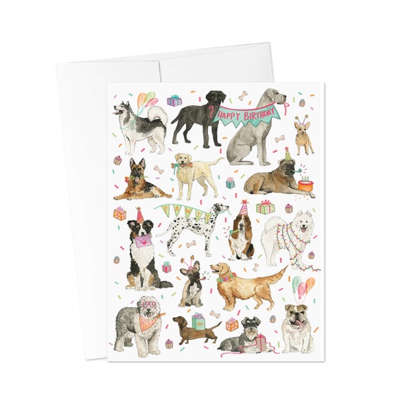 Biglietto di auguri per cani con busta: compleanno, bambino, matrimonio, simpatia, pensando a te