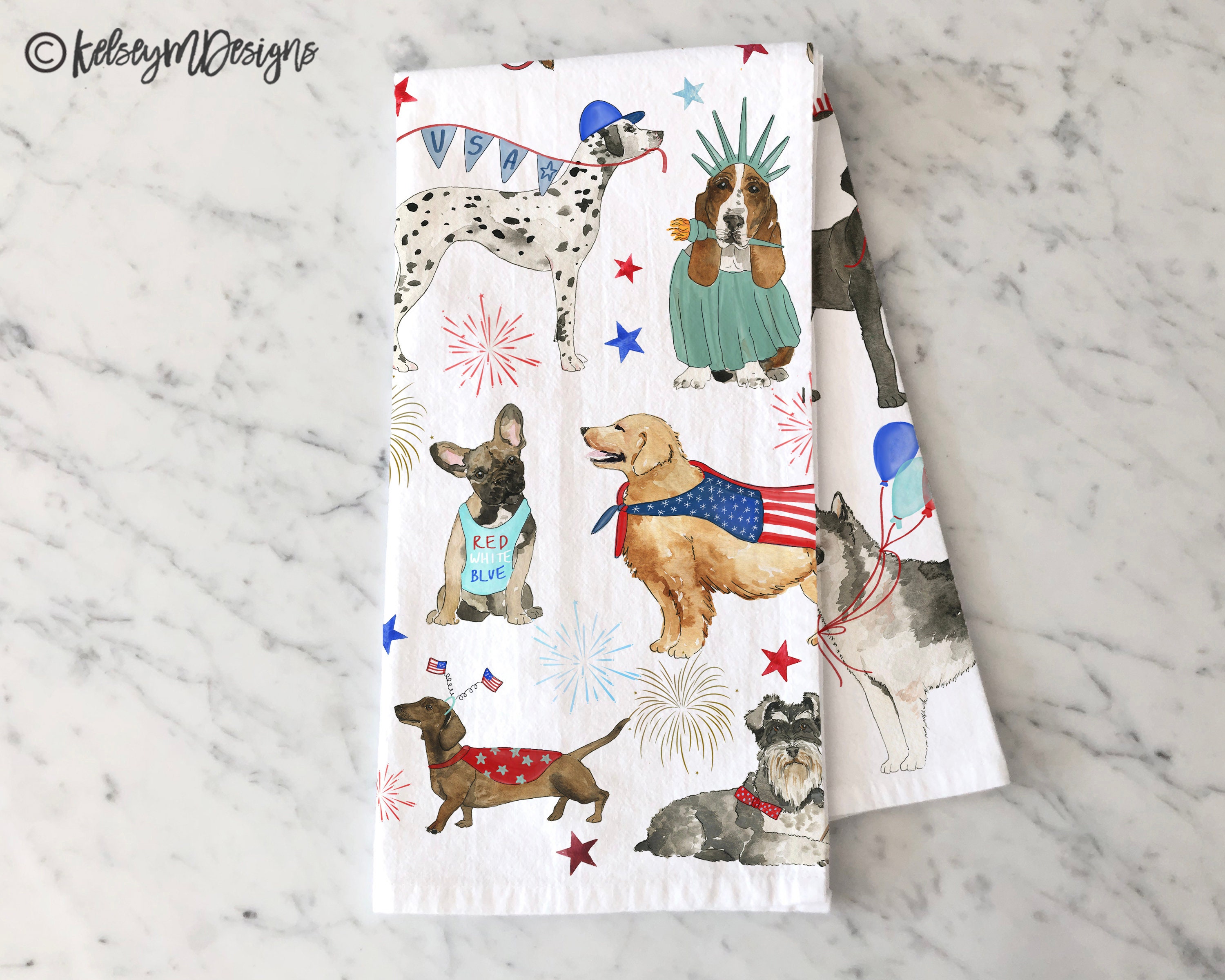 Patriotic Dogs Tea Towel, 4th of July Tea Towel, Summer Kitchen Decor, Dog  Lover Gift, Fourth of July Home Decor, Dogs Kitchen Towel