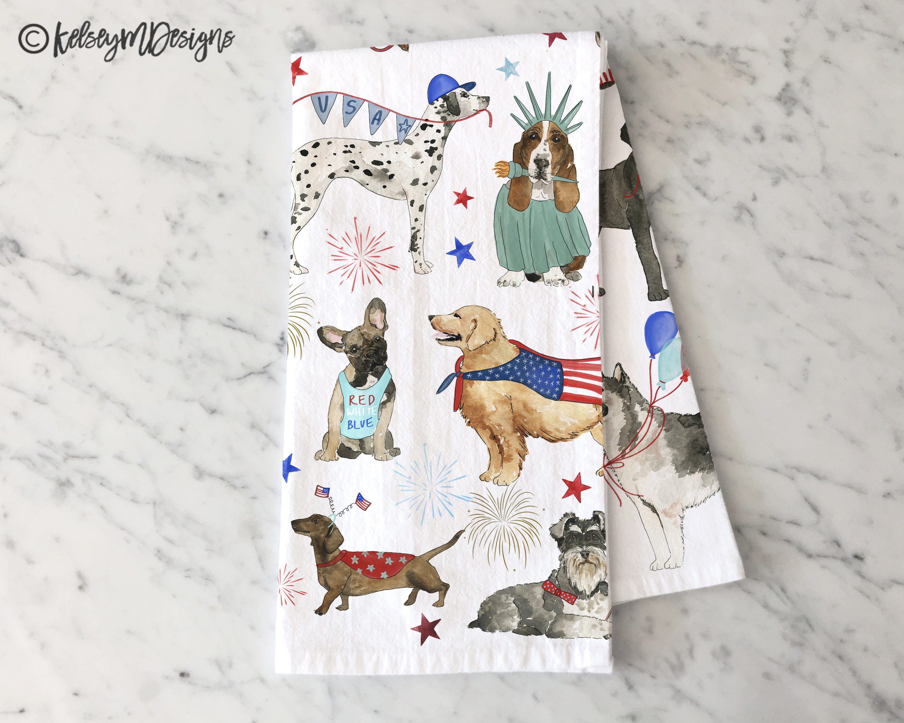 Wrap Tableware Dogs Day Out Tea Towel