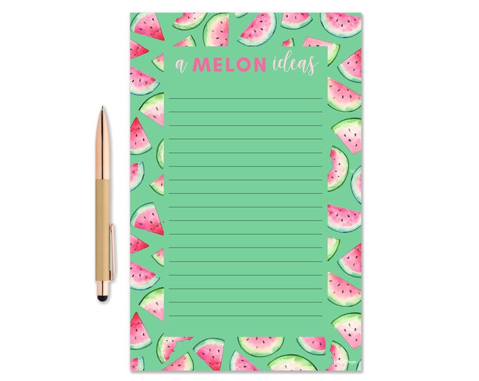 A Melon Ideas Notepad, Watercolor Notepad, Watermelon Notepad, Gift Idea, Writing Pad, To Do list pad, Pun Notepad, Grocery List