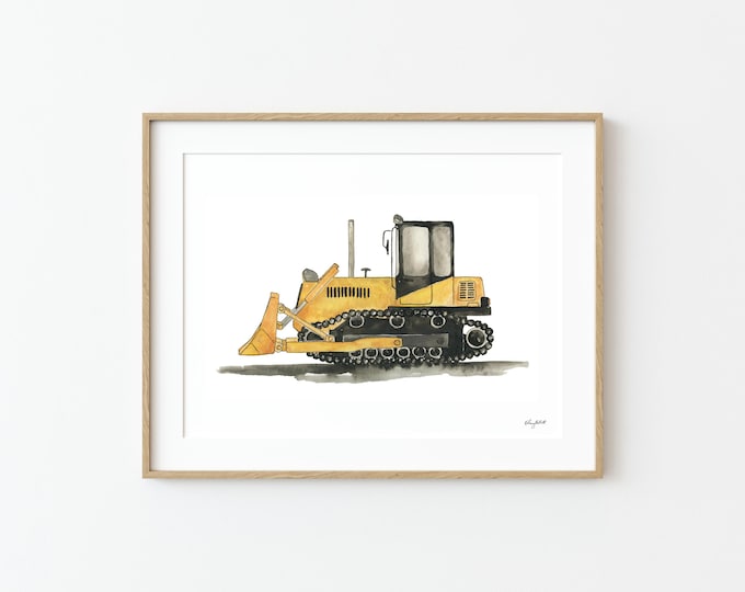 Bulldozer Wall Art, Construction Truck Nursery Art, Transportation Vehicle, Kids Playroom Art, Toddler Truck Room, Construction Vehicle Art