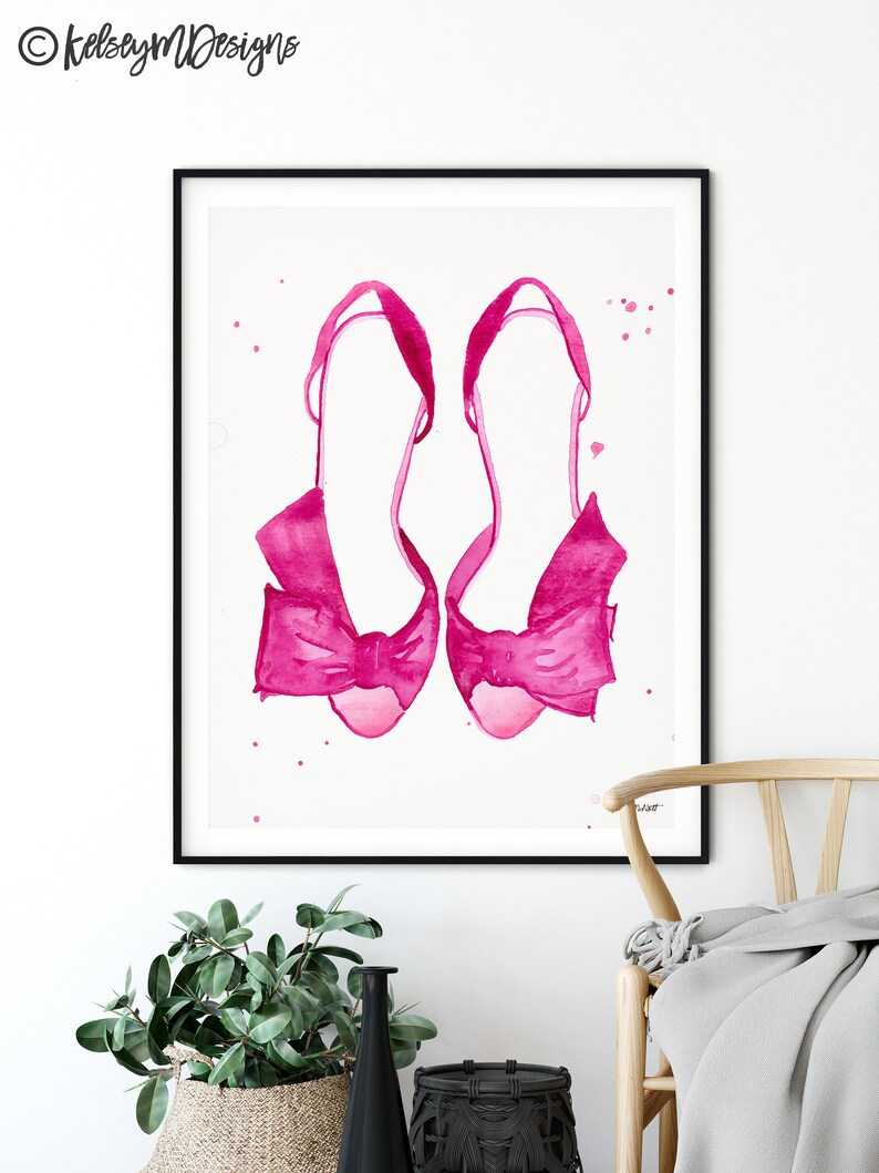 Louboutin Wall Art Pink High Heels Fashion Illustration Etsy