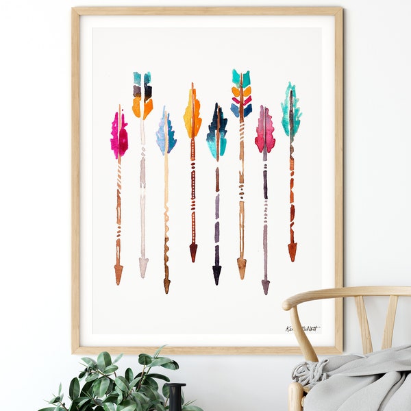 Arrow Wall Art, Tribal Art Print, Arrow Nursery Decor, Nursery Wall Decor, Native American Art, Rustic Decor, Boho home decor, Kids Room Art