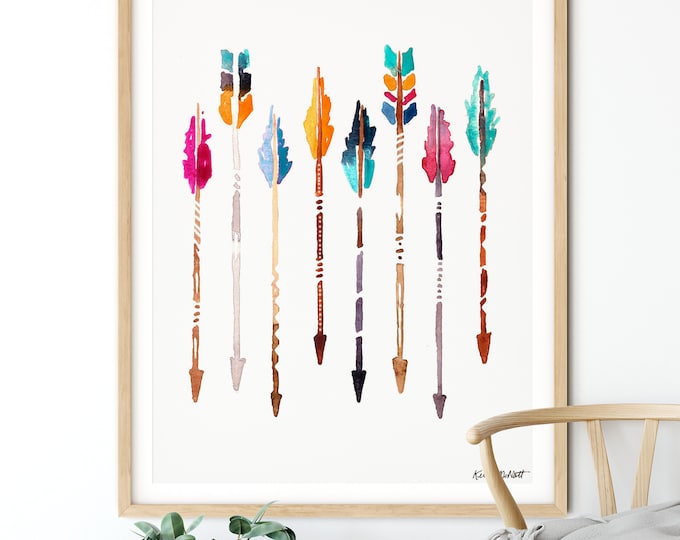 Arrow Wall Art, Tribal Art Print, Arrow Nursery Decor, Nursery Wall Decor, Native American Art, Rustic Decor, Boho home decor, Kids Room Art