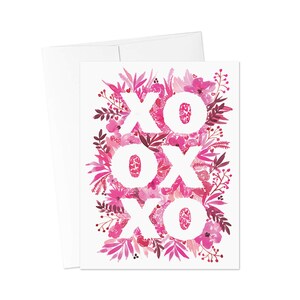 Cartes de Saint-Valentin, carte de voeux xoxo, carte de Saint-Valentin rose, Saint-Valentin pour la classe, carte de Saint-Valentin aquarelle, Saint-Valentin fait main