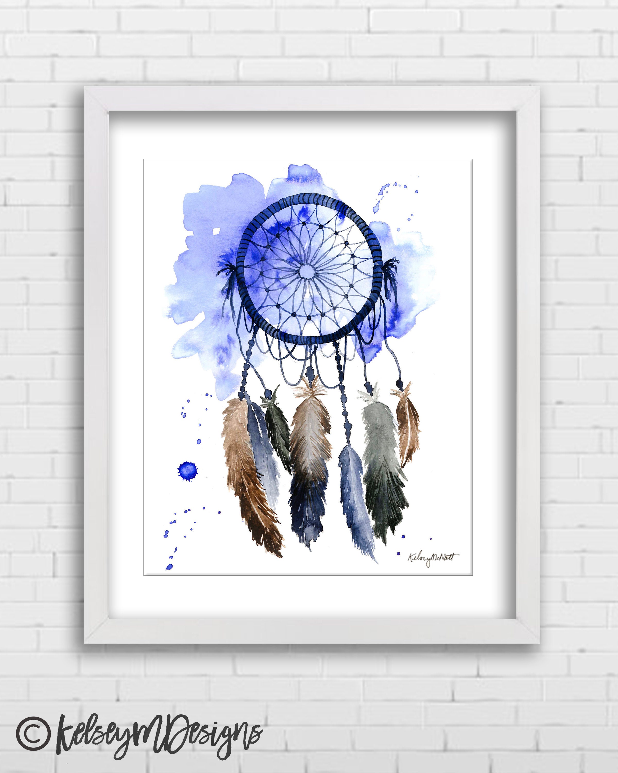 Dream Catcher Wall Art Dreamcatcher Art Print Watercolor | Etsy