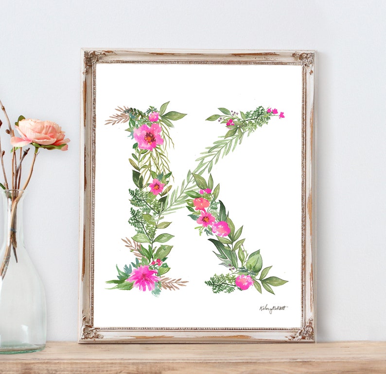 Wall Letters Watercolor Painting Letter K Home Decor Monogram - Letter K Room Decor Wall Letters Watercolor Painting Letter K Home Decor Monogram - Letter K Room Decor