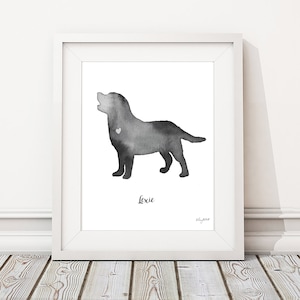 Personalized Dog Name Print, Labrador Watercolor Painting, Black Lab Dog Painting, Yellow Lab Dog Print, Dog Lover Gift, Custom Dog Portrait