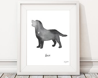 Personalisierte Hund Name Druck, Labrador Aquarell, schwarze Lab Hund Malerei, gelbe Lab Hund Druck, Hund Liebhaber Geschenk, benutzerdefinierte Hund Portrait