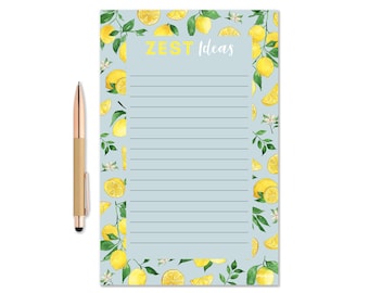 Zest Ideas Notepad, Watercolor Notepad, Lemon Notepad, Gift Idea, Writing Pad, To Do list pad, Cute Desk Note, Pun Notepad, Grocery List