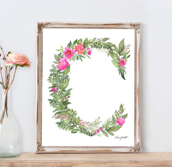 Wall Letters Watercolor Painting Letter C Home Decor Monogram Etsy