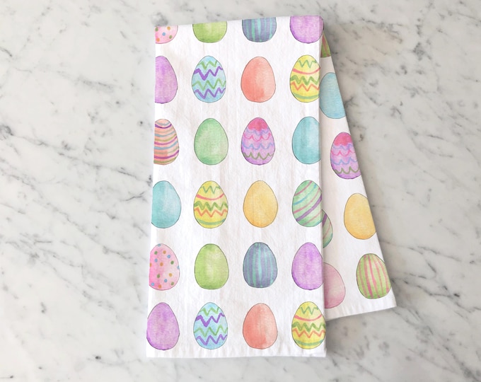 Easter Tea Towel, Pastel Spring Kitchen Decor, Easter Egg Dish Towel, Colorful Towel, Easter Gift, Spring Easter Egg Decor