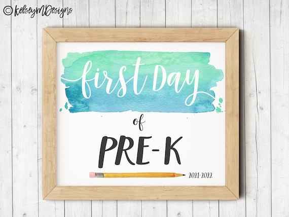 First Day of Pre-K Printable Sign First Day of School Sign | Etsy
