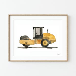 Steamroller Art Print, Construction Truck Nursery, Toddler Room Decor, Road Roller Wall Art, Children&#39;s Room Art, Construction Vehicle Art