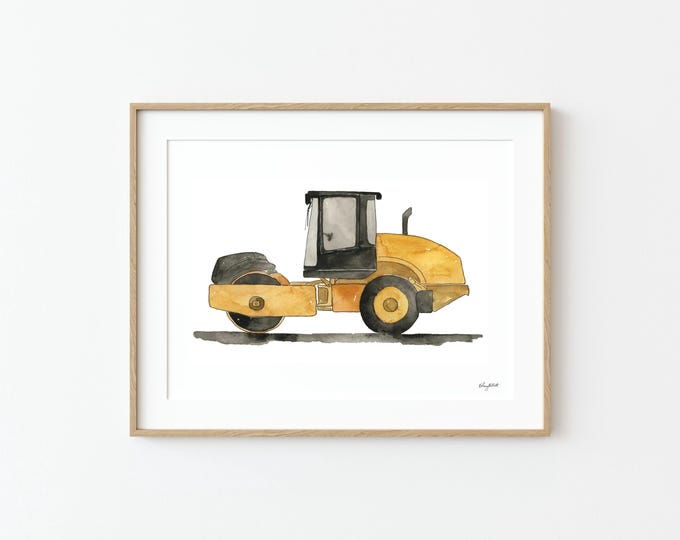 Steamroller Art Print, Construction Truck Nursery, Toddler Room Decor, Road Roller Wall Art, Children's Room Art, Construction Vehicle Art