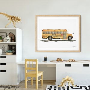 School Bus Wall Art, Construction Nursery Art, Transportation Vehicle ...