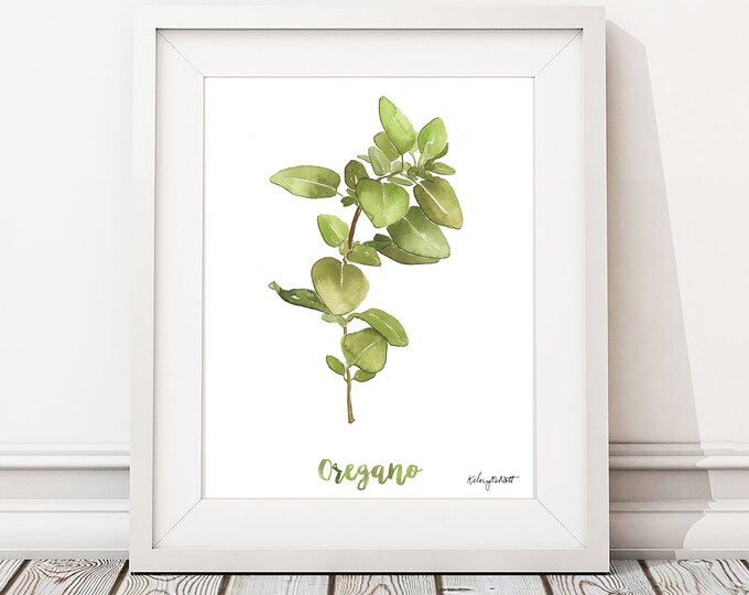 Watercolor Painting Oregano Herb Print, Watercolor Wall Art Housewarming Gift Kitchen Decor Botanical Print, Herbs Kitchen Art, Gift for Her