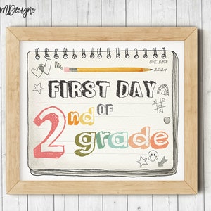 First Day of Second Grade Printable Sign, First Day of School Sign ...