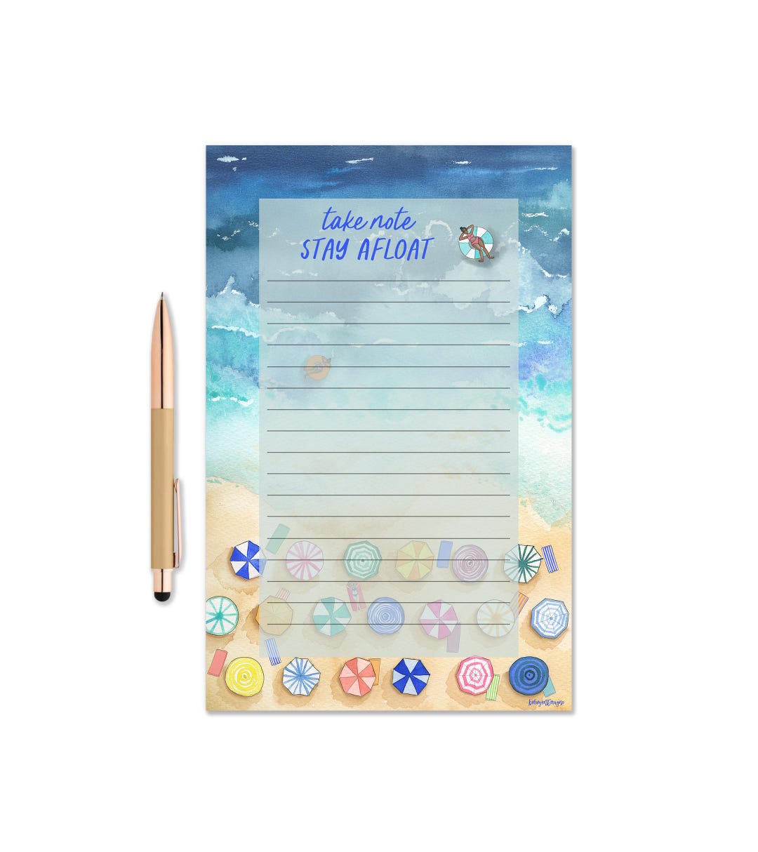 Take Note Stay Afloat Notepad, Watercolor Beach Notepad, Gift Idea ...