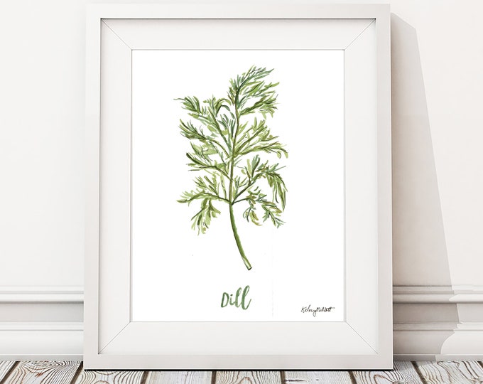 Watercolor Painting Dill Herb Print, Watercolor Wall Art Housewarming Gift Kitchen Decor Botanical Print, Herbs Kitchen Art, Gift for Her