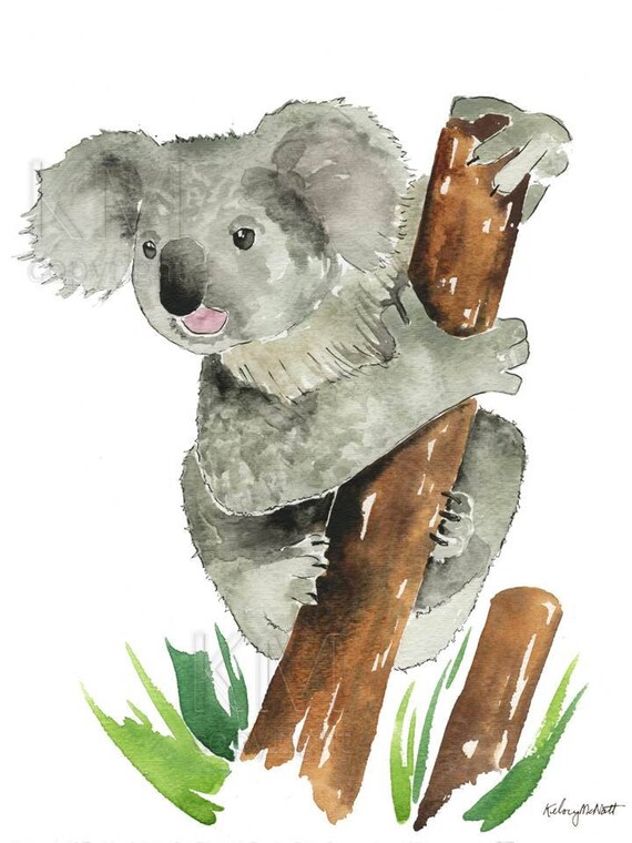 Koala Bear Print Watercolour Wall Art Animal art Koala Etsy