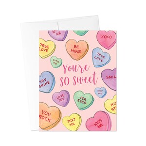 CARTÕES DE DIA DOS NAMORADOS, Cartão de felicitações You're So Sweet, Cartão de coração de conversação, Cartão de dia dos namorados, Cartão de dia dos namorados em aquarela, Doce de coração