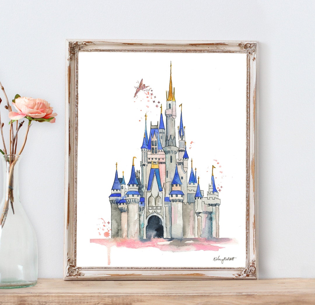 Fairy Tale Castle Art Print, Magical Kingdom Wall Art, Watercolor ...