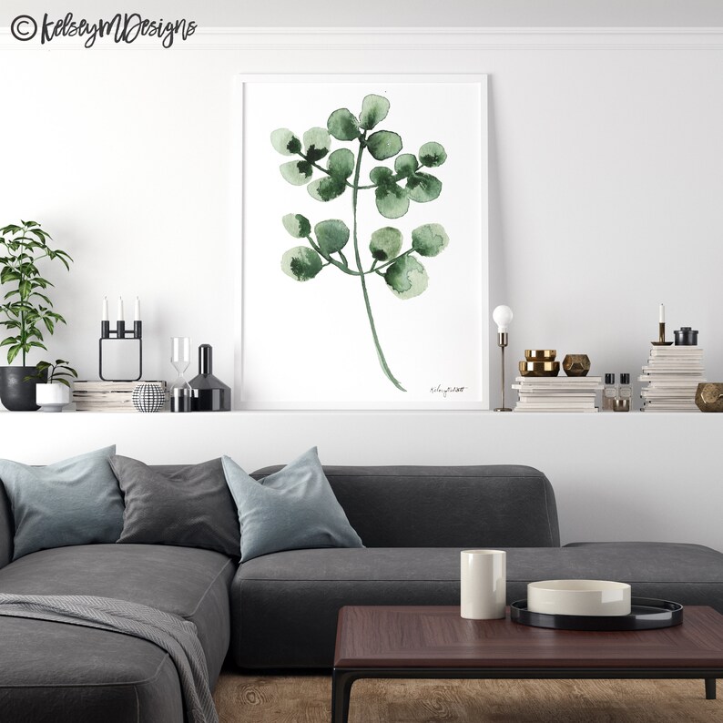 Eucalyptus Leaves Wall Decor Green Leaf Botanical Watercolour Etsy
