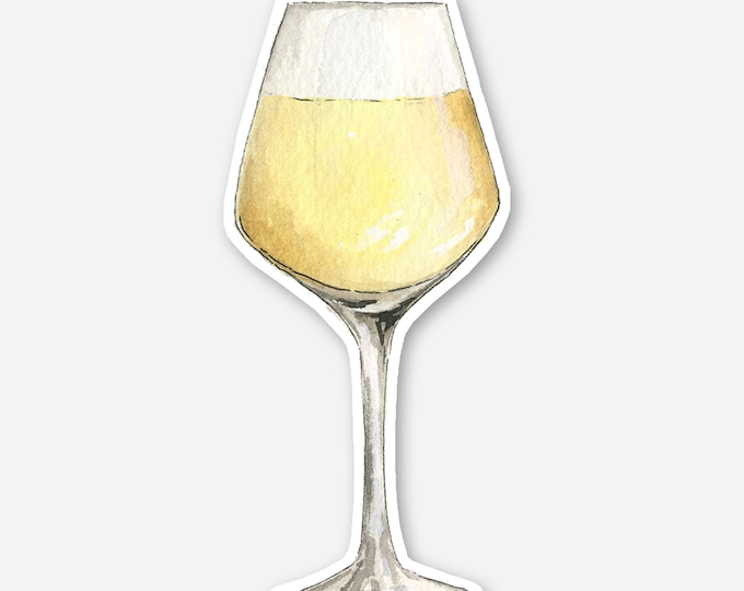 White Wine Sticker, vino Sticker, Watercolor Wine Glass, Signature Drink Sticker, 1x3 Die Cut Sticker, Sticker for Tumbler