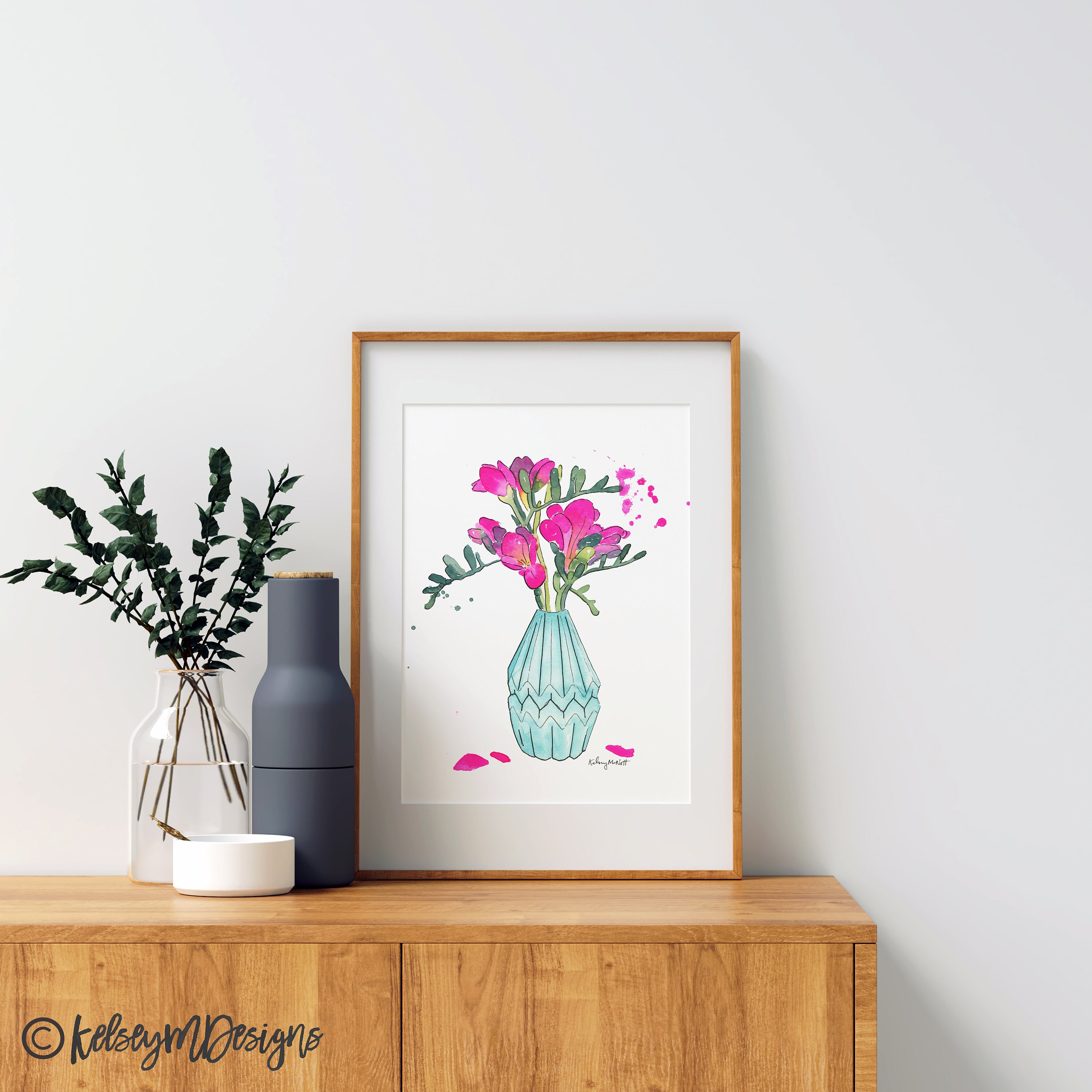 Freesia Flower Watercolor Painting home decor and wall art | Etsy