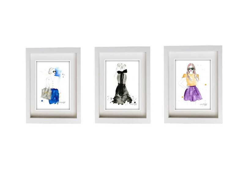 Fashion Illustration Watercolor Painting Print Back in Black Etsy