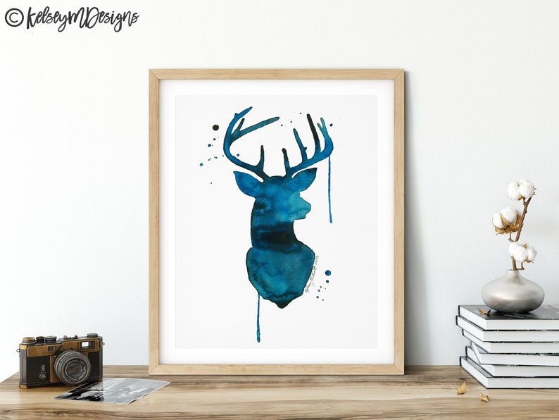 Pink Deer Print Watercolor painting Deer Nursery Art Animal Etsy