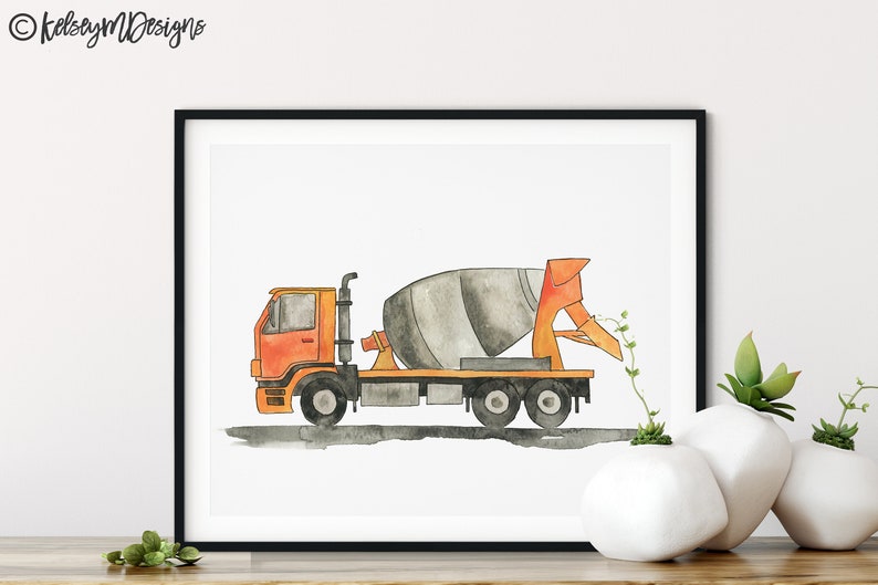 Set of 4 Construction Vehicle Prints Kids Gallery Wall Set Etsy