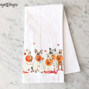 Halloween Dogs Tea Towel, Fall Kitchen Decor, Halloween Dish Towel, Dogs Kitchen Towel, Fall Dishcloth, Halloween Decor, Fall Tea Towel