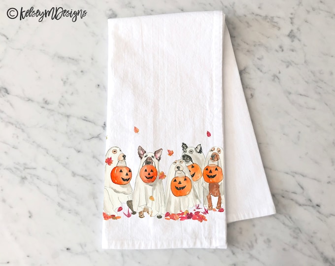 Halloween Dogs Tea Towel, Fall Kitchen Decor, Halloween Dish Towel, Dogs Kitchen Towel, Fall Dishcloth, Halloween Decor, Fall Tea Towel