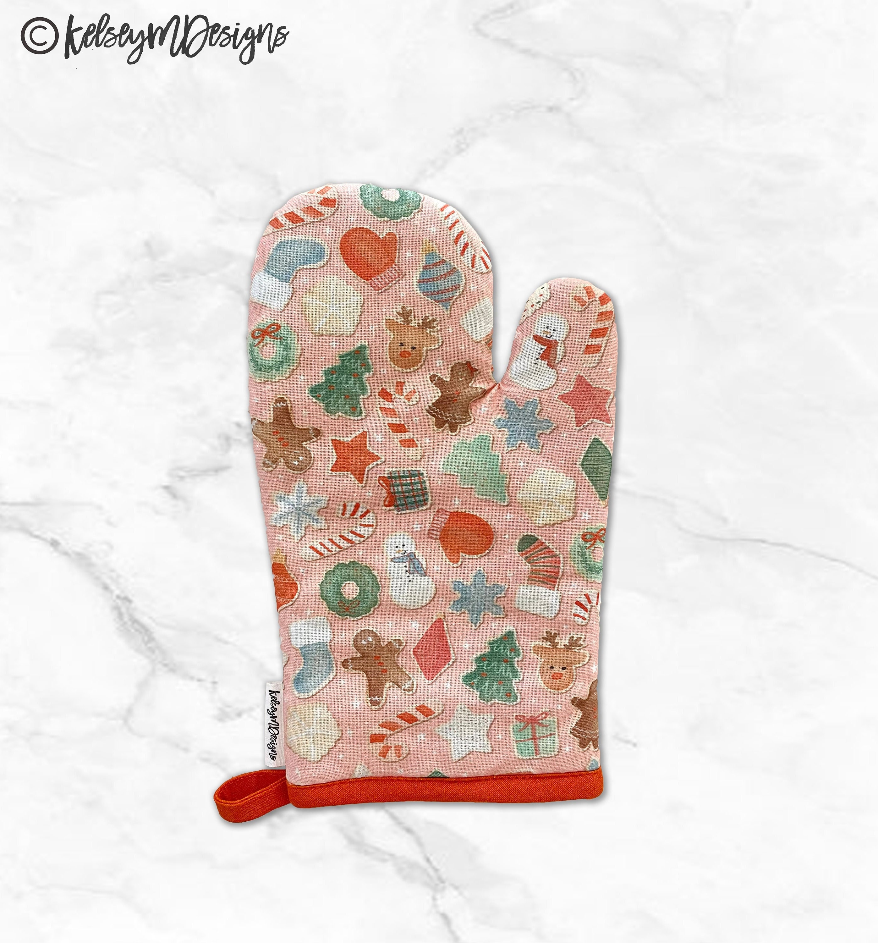 Christmas Cookies Oven Mitt, Holiday Kitchen Decor, Christmas