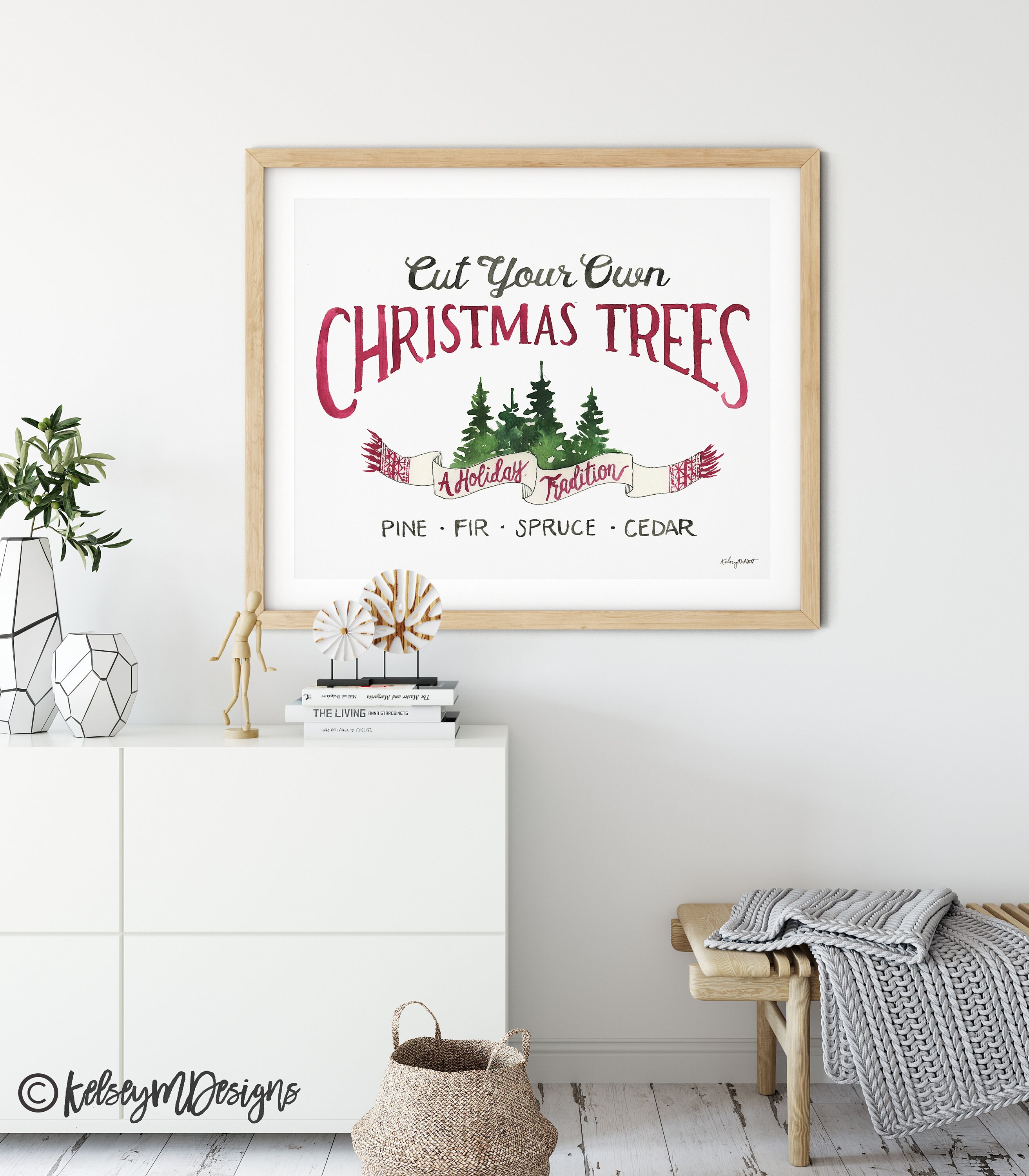 DIGITAL DOWNLOAD Cut Your Own Christmas Trees, Watercolor Printable