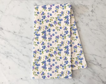 Blueberry Tea Towel, Botanical Kitchen Towel, Blueberries Garden Inspired Decor, Cottage Kitchen Decor, Summer Kitchen Gift