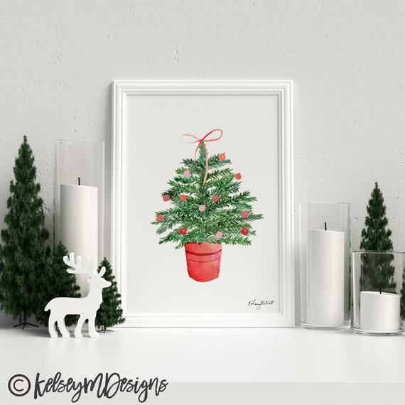Christmas Tree Art Print Christmas Wall Art Seasonal Home | Etsy