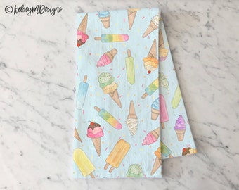 Ice Cream Tea Towel, Summer Kitchen Decor, Colorful Popsicle Dish Towel, Summer Decor, Foodie Gift, Flour Sack Towel, Cotton Hand Towel