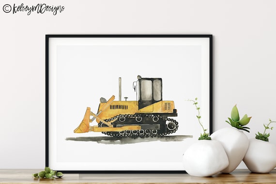 Set of 6 Construction Vehicle Art Prints, Kids Gallery Wall Set