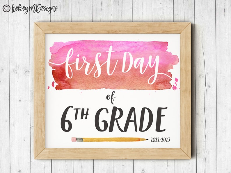First Day of Sixth Grade Printable Sign First Day of School - Etsy