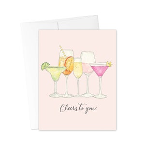 BIGLIETTI DI AUGURI CHEERS, biglietto Cheers To You, biglietto Cocktail, biglietto di auguri di congratulazioni, biglietto di compleanno Martini