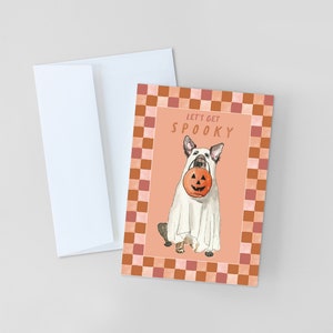 HALLOWEEN CARDS, Let's Get Spooky Dog Card, Ghost Dog Greeting Card, Funny Dog Greeting Card, Halloween Dog Costume Card